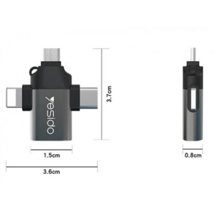 مبدل USB-C / MicroUSB / لایتنینگ OTG یسیدو مدل GS15