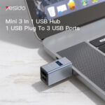 هاب-3-پورت-USB-رنگ-خاکستری-یسیدو